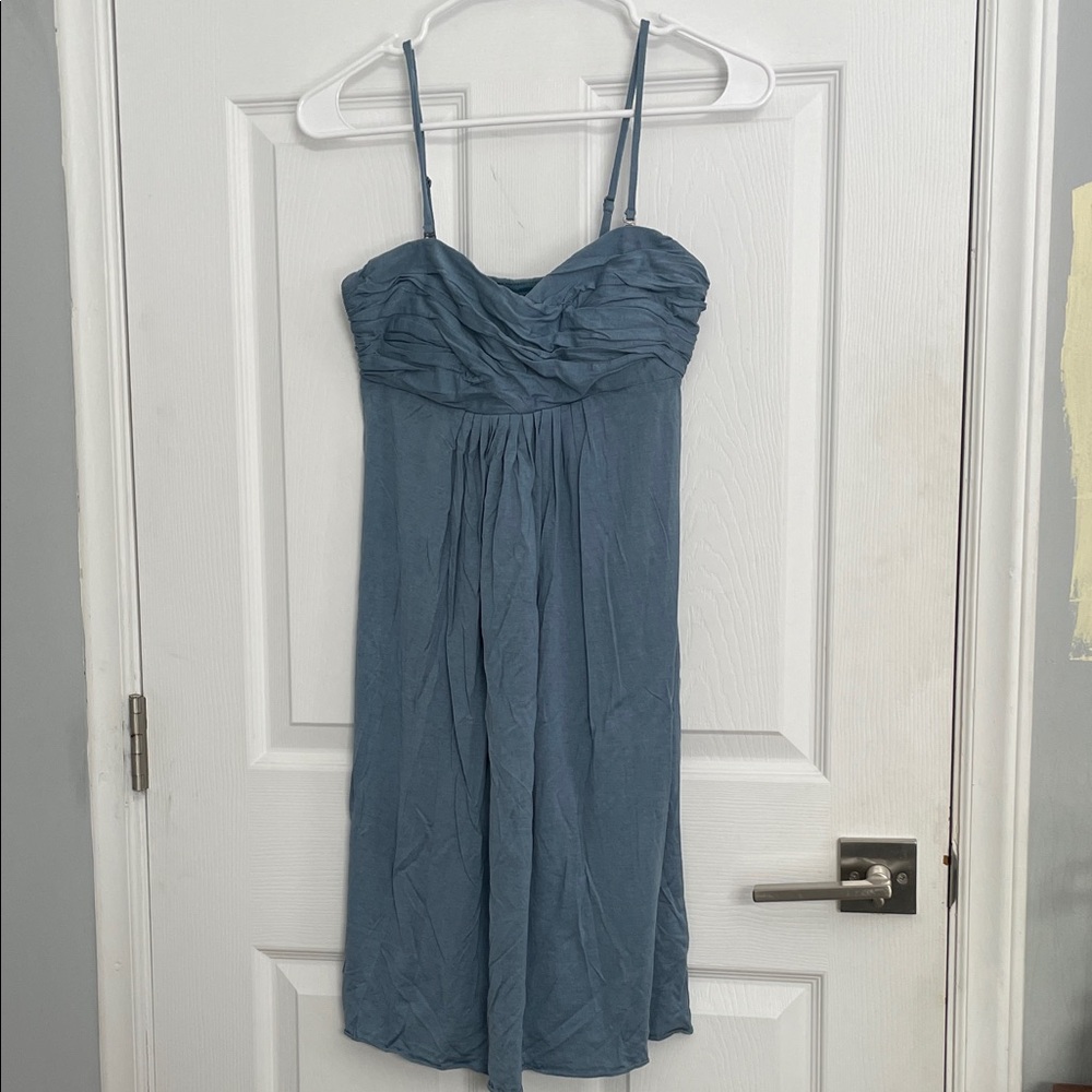 Banana Republic Slate Blue Spaghetti Strap Ruffled Bodice Dress